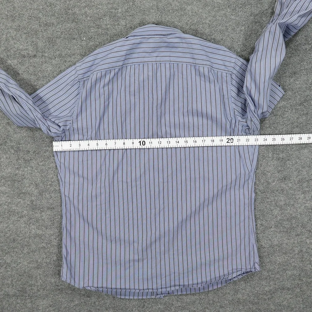Banana Republic Shirt Mens Large Blue Striped Slim Fit Long Sleeve Button Up